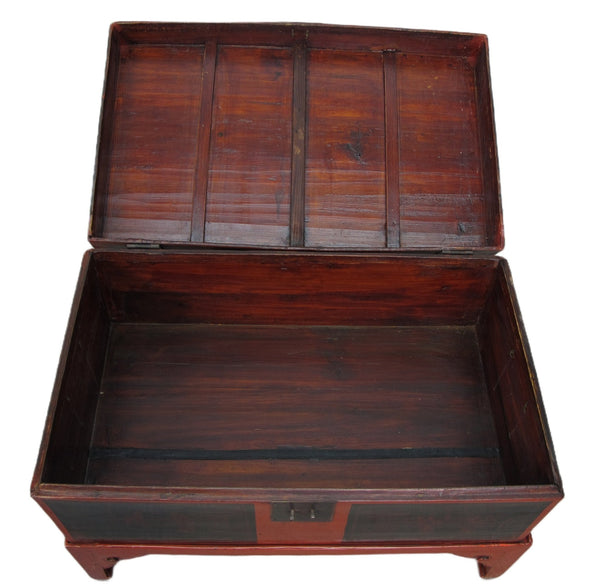 Red Antique Accent Cabinet Trunk with a Stand - Dyag East