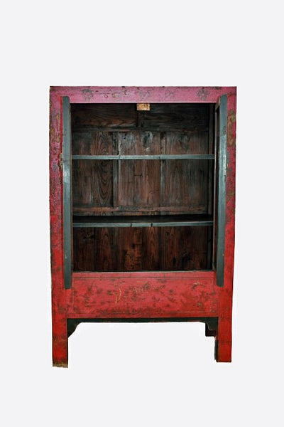 Red Antique Chinese Chinoiserie Style Cabinet - Dyag East