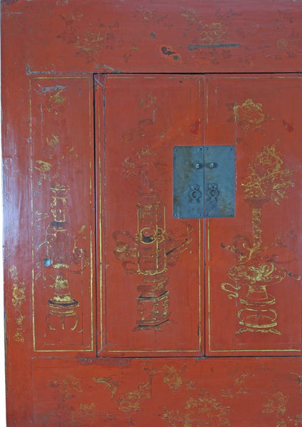 Red Antique Chinese Wedding Cabinet – 77 inches Tall - Dyag East