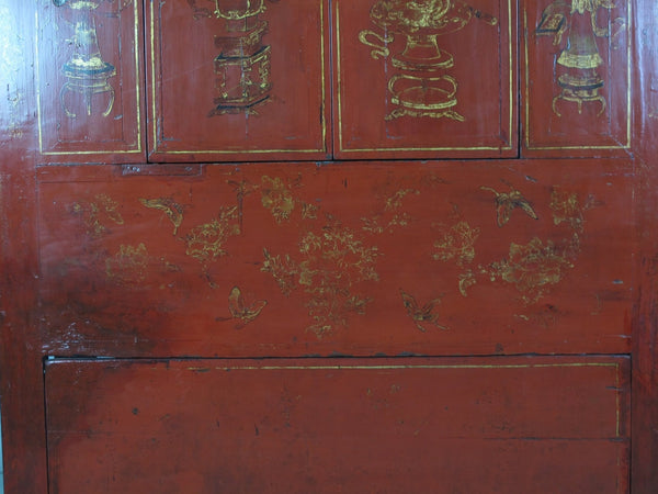 Red Antique Chinese Wedding Cabinet – 77 inches Tall - Dyag East