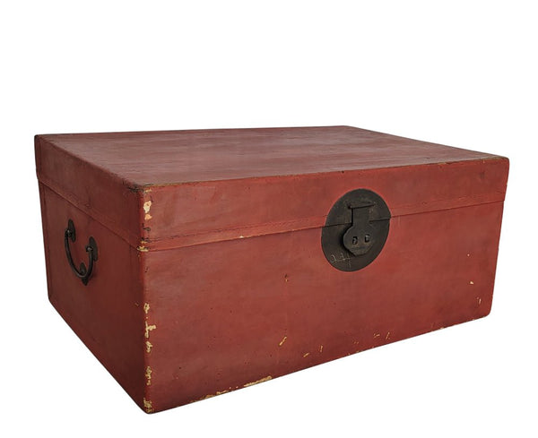 Red Leather Antique Trunk - Dyag East