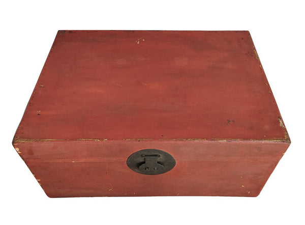 Red Leather Antique Trunk - Dyag East