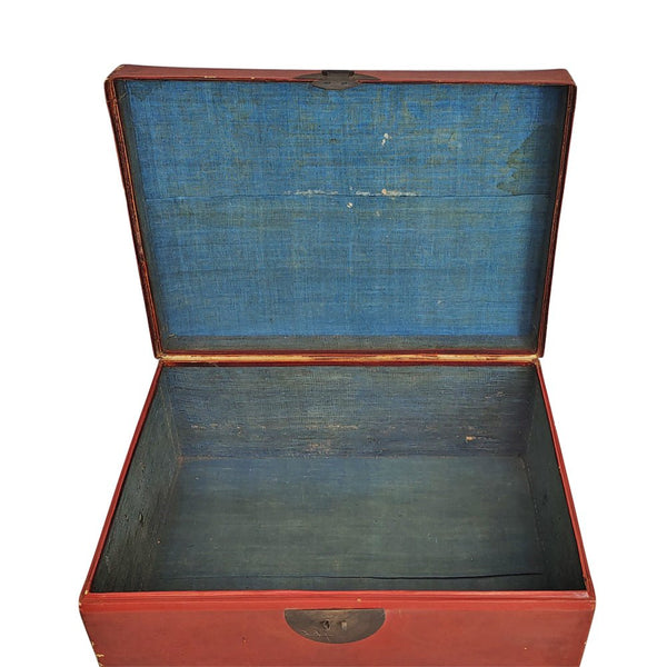 Red Leather Antique Trunk - Dyag East