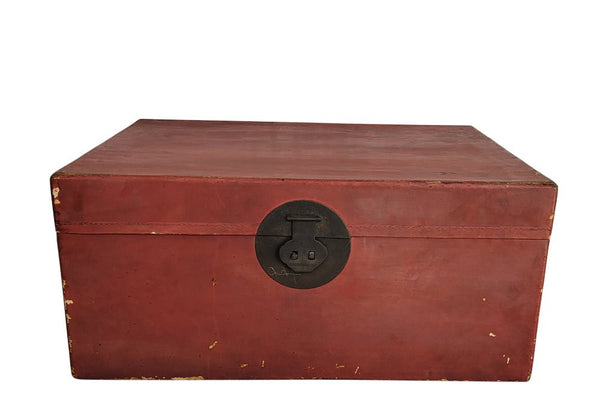 Red Leather Antique Trunk - Dyag East