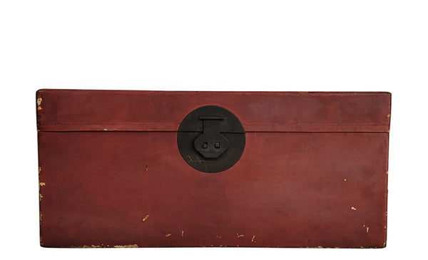 Red Leather Antique Trunk - Dyag East