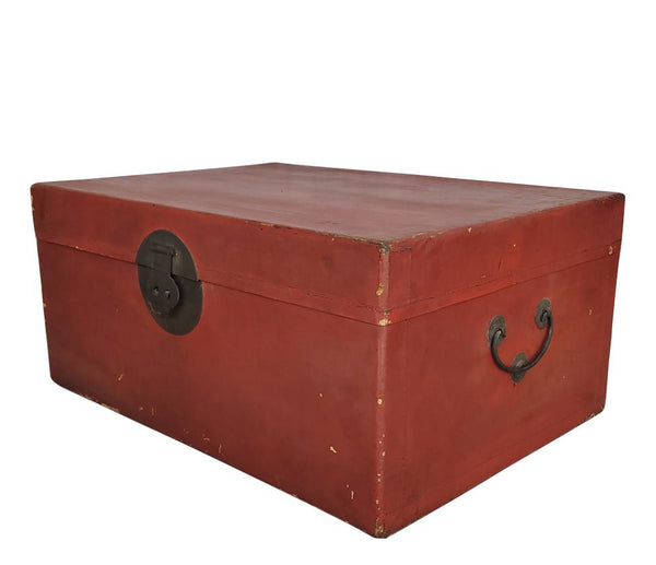 Red Leather Antique Trunk - Dyag East