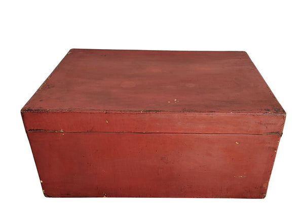 Red Leather Antique Trunk - Dyag East