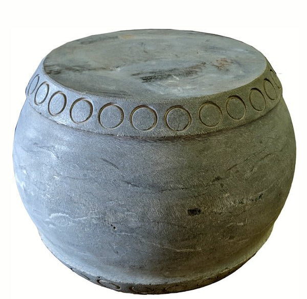 Small Round Stone Pedestal or Stool - Dyag East