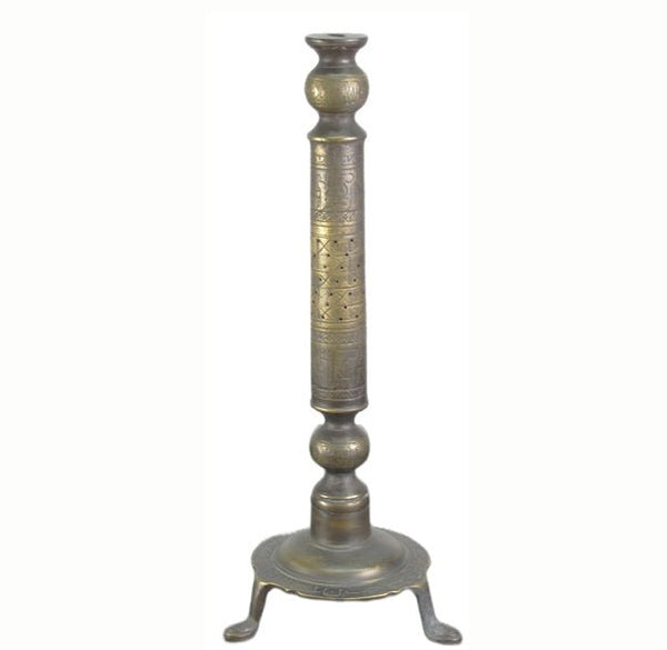 Solid Turkish Brass Candle Holder with Hand Etched Patterns 1 - Dyag East