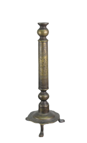 Solid Turkish Brass Candle Holder with Hand Etched Patterns 1 - Dyag East