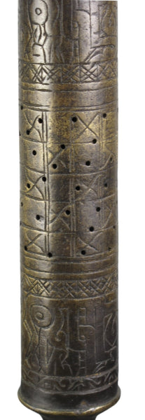 Solid Turkish Brass Candle Holder with Hand Etched Patterns 2 - Dyag East
