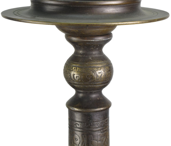 Solid Turkish Brass Candle Holder with Hand Etched Patterns 2 - Dyag East