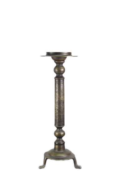Solid Turkish Brass Candle Holder with Hand Etched Patterns 2 - Dyag East