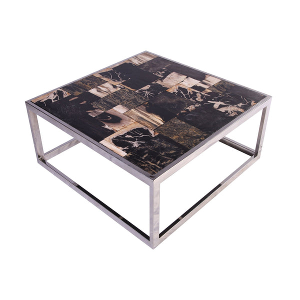 Square Sliced Petrified Wood Top Coffee Table - Dyag East