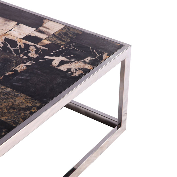 Square Sliced Petrified Wood Top Coffee Table - Dyag East
