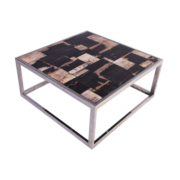 Square Sliced Petrified Wood Top Coffee Table - Dyag East