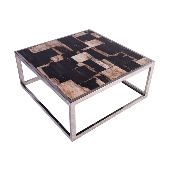 Square Sliced Petrified Wood Top Coffee Table - Dyag East