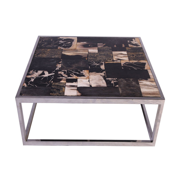 Square Sliced Petrified Wood Top Coffee Table - Dyag East