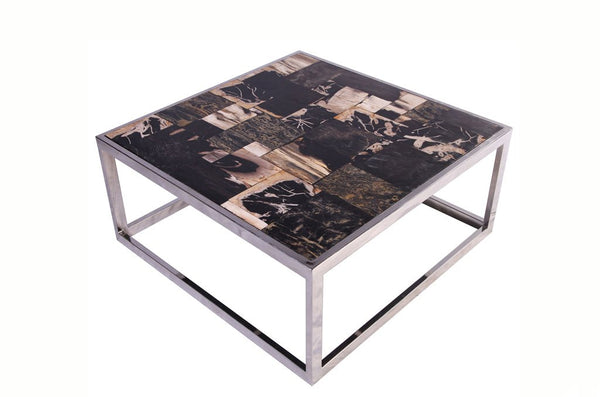 Square Sliced Petrified Wood Top Coffee Table - Dyag East