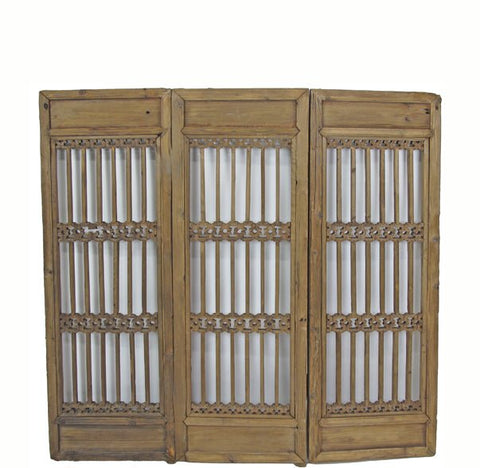 Three Antique Chinese Wood Screen Panels - Dyag East