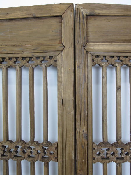 Three Antique Chinese Wood Screen Panels - Dyag East