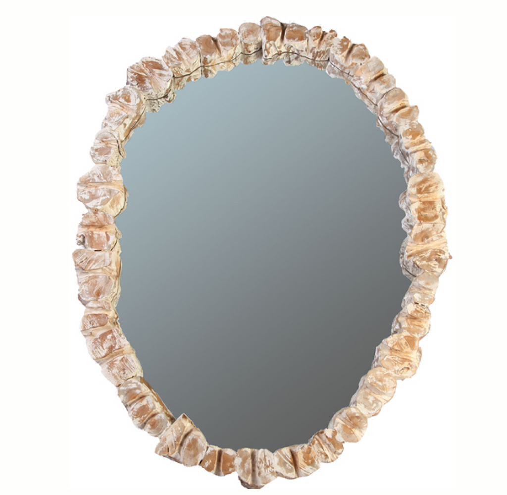 Oval Wall Mirror with Organic Teak Frame