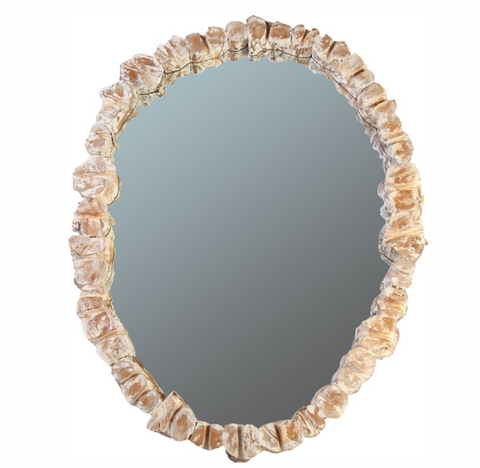Oval Wall Mirror with Organic Teak Frame