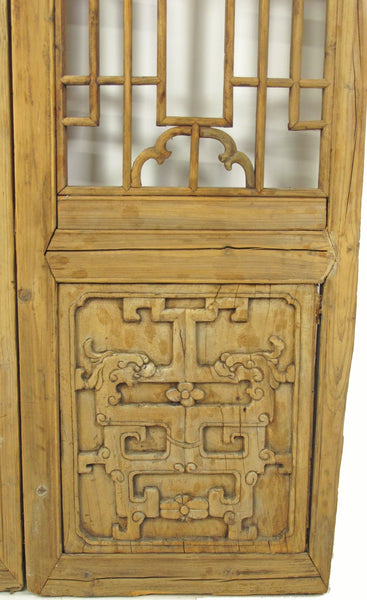 Two Antique Chinese Wood Screen Panels - Dyag East