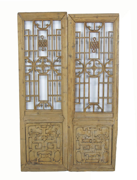 Two Antique Chinese Wood Screen Panels - Dyag East