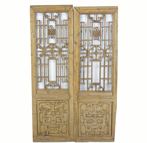 Two Antique Chinese Wood Screen Panels - Dyag East