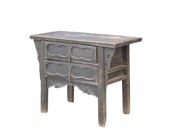 Two Drawers Black Antique Chinese Console Table - Dyag East