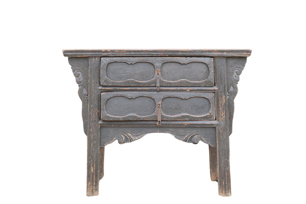Two Drawers Black Antique Chinese Console Table - Dyag East