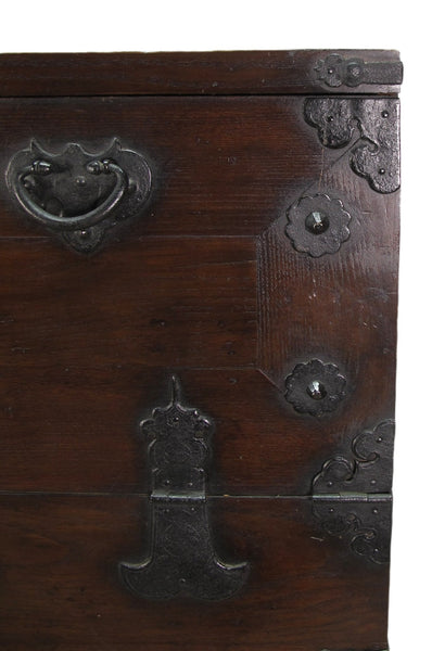 Two Part Dark Brown Antique Korean Cabinet Chest - Dyag East