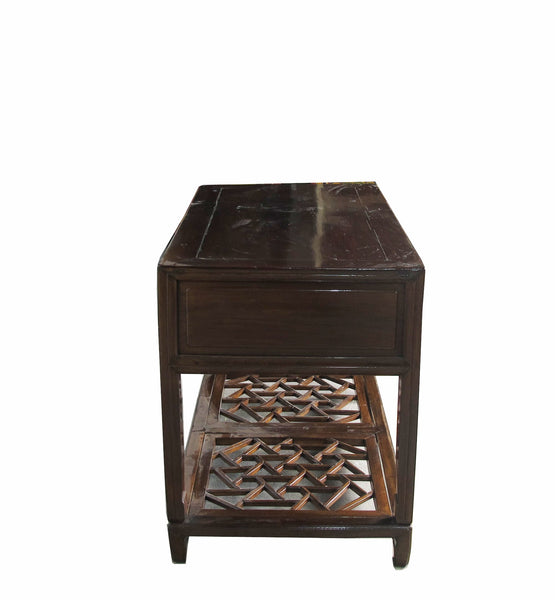 Vintage 5 Drawers with Cracked Ice Foot Rest Desk - Dyag East