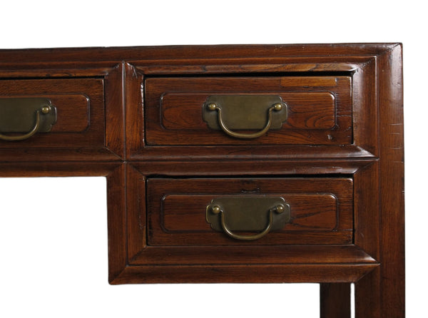 Vintage 5 Drawers with Cracked Ice Foot Rest Desk - Dyag East