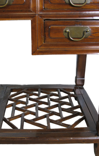Vintage 5 Drawers with Cracked Ice Foot Rest Desk - Dyag East