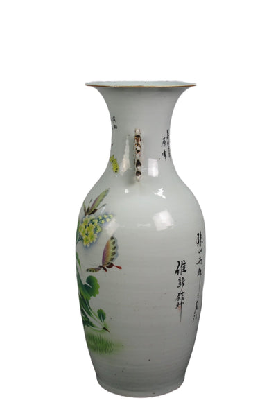 Vintage Chinese Dragon Flies Famille Rose Porcelain Vase - Dyag East