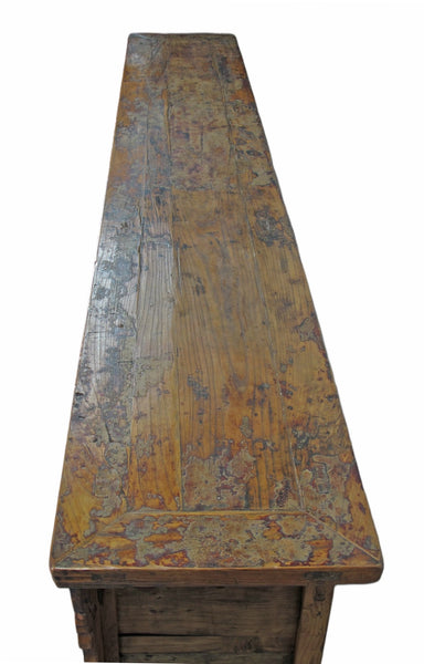 Z - 9 Feet Long Red Antique Chinese Buffet Sideboard Cabinet - Dyag East