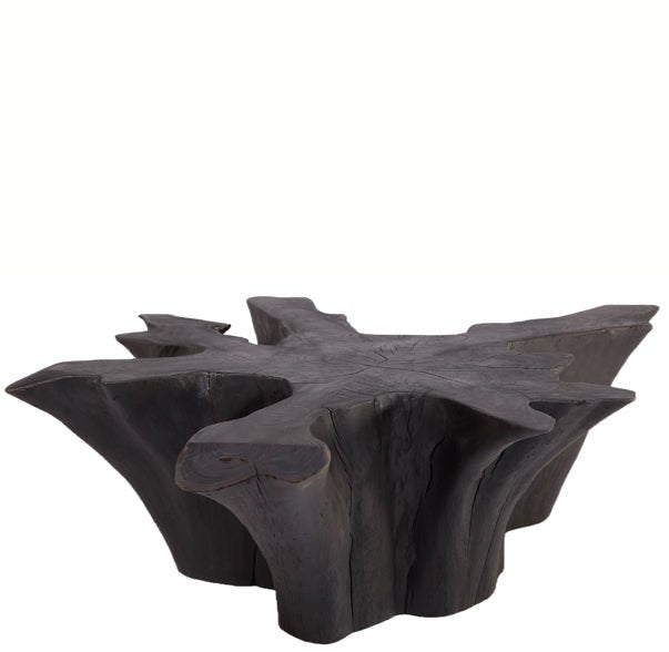 Z - Black Burnt Organic Teak Root Coffee Table 78 - Dyag East