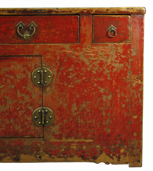 Z - Four Drawer Antique Red Chinese Sideboard Cabinet - Dyag East