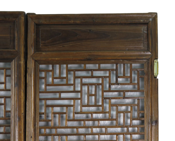 Z - Pair of Antique Chinese Double Happinese Lattice Door - Dyag East