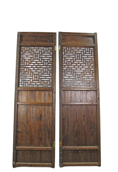 Z - Pair of Antique Chinese Double Happinese Lattice Door - Dyag East