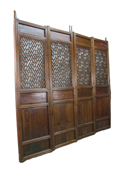 Z - Set of 4 Antique Lattice Screen Door Panel - Dyag East